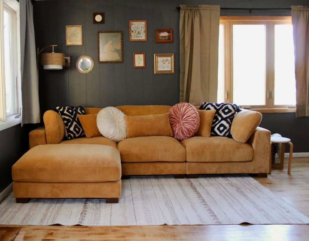 Cozy living room with large couch Cozy living room with large couch