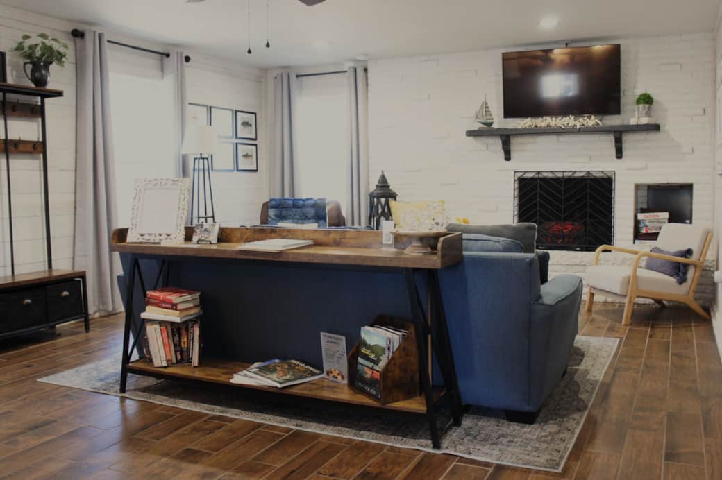 Living room, tv and fireplace