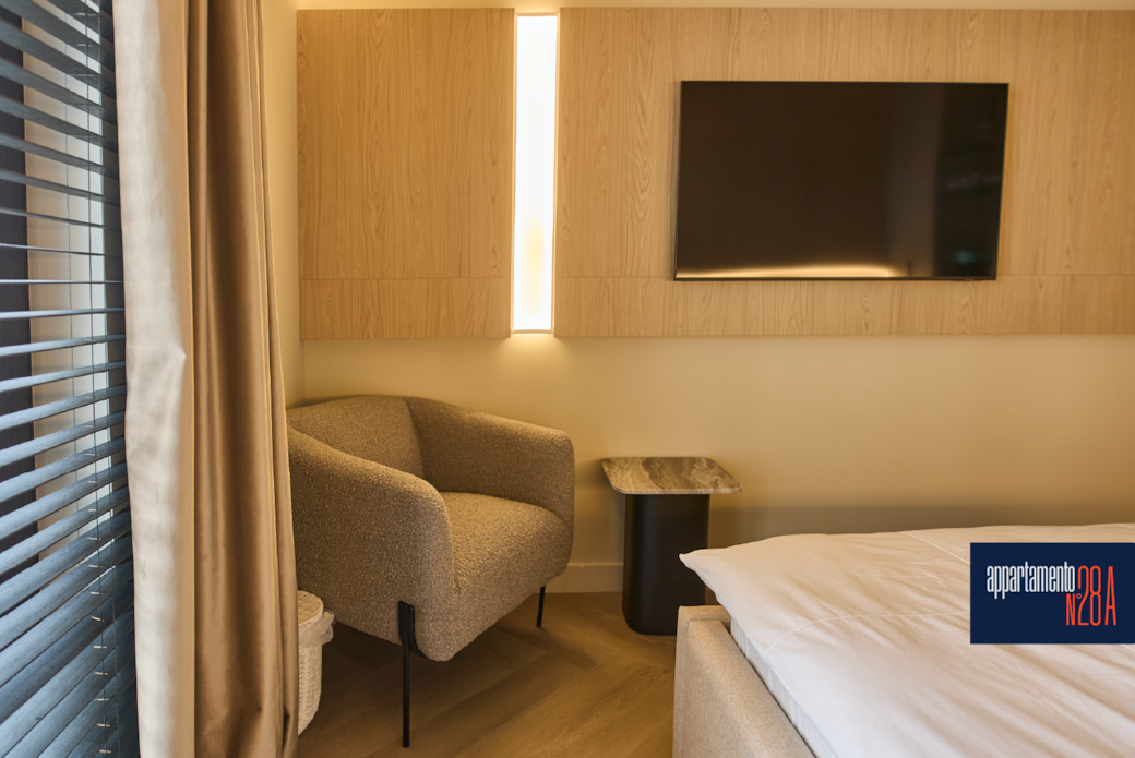 Contemporary bedroom seating detail, minimalist design Appartmento N28a Piața Unirii Iași