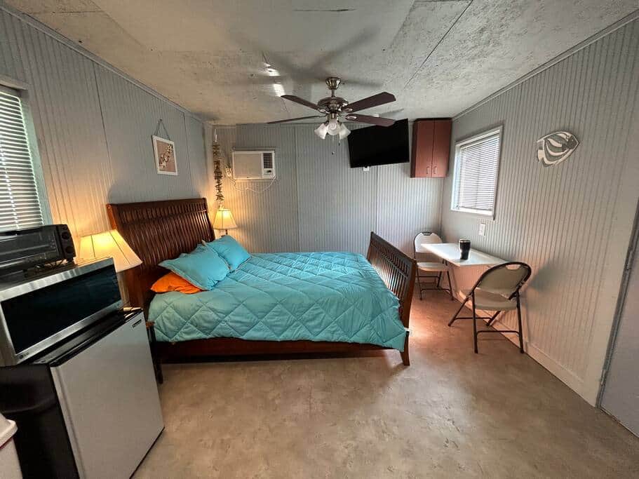 View from kitchen to sleeping area