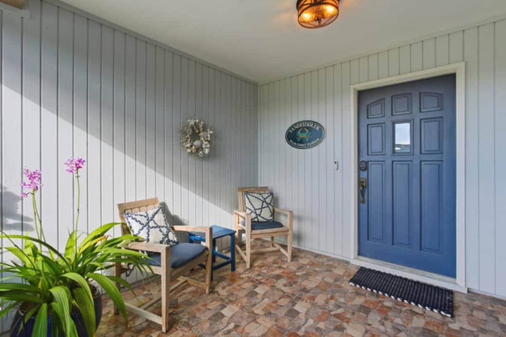 Seating on the covered front porch for rainy days or a late afternoon cool down