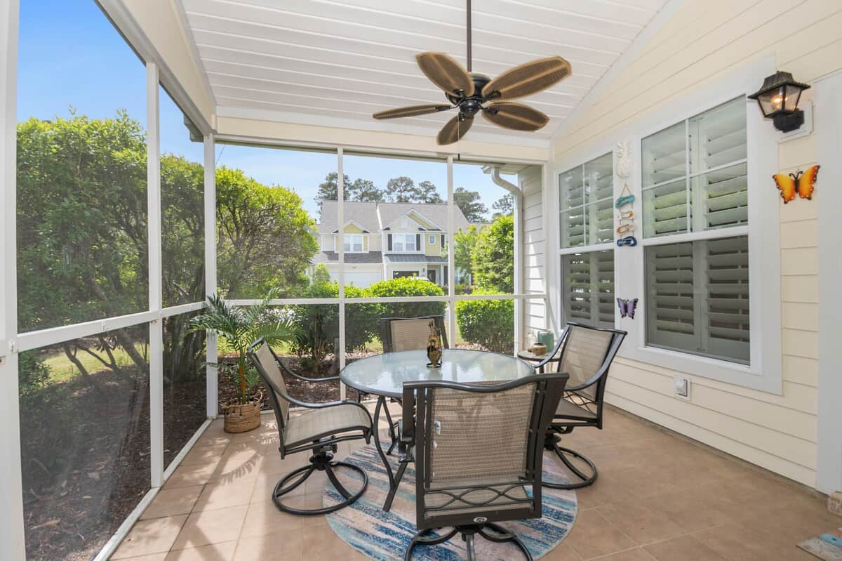 Enjoy morning coffee or evening cocktails from your private screened porch.