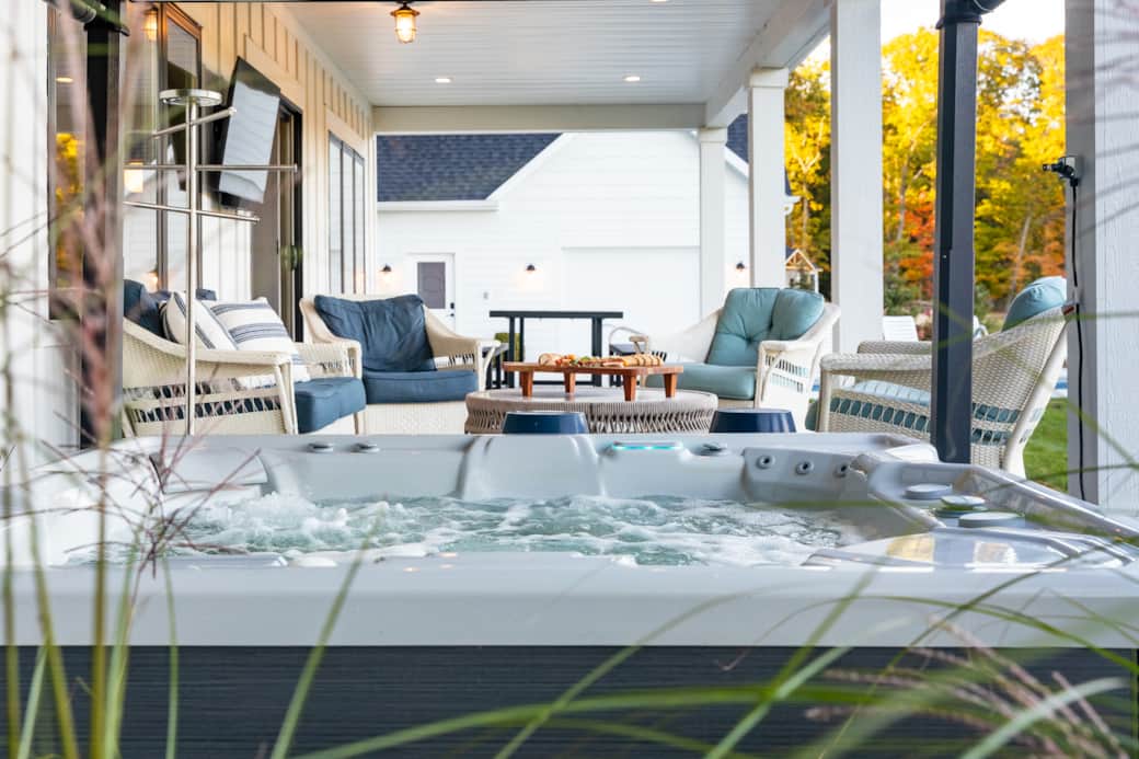 Hot tub view to back porch