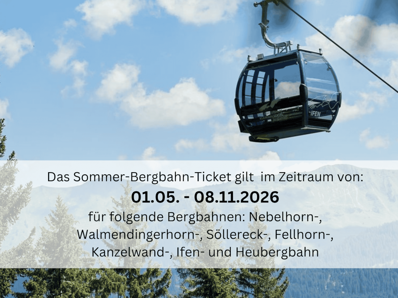 Summer cable car included