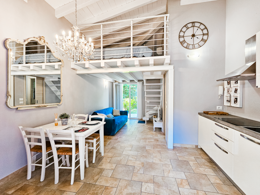 A view of the open-plan dining and living room