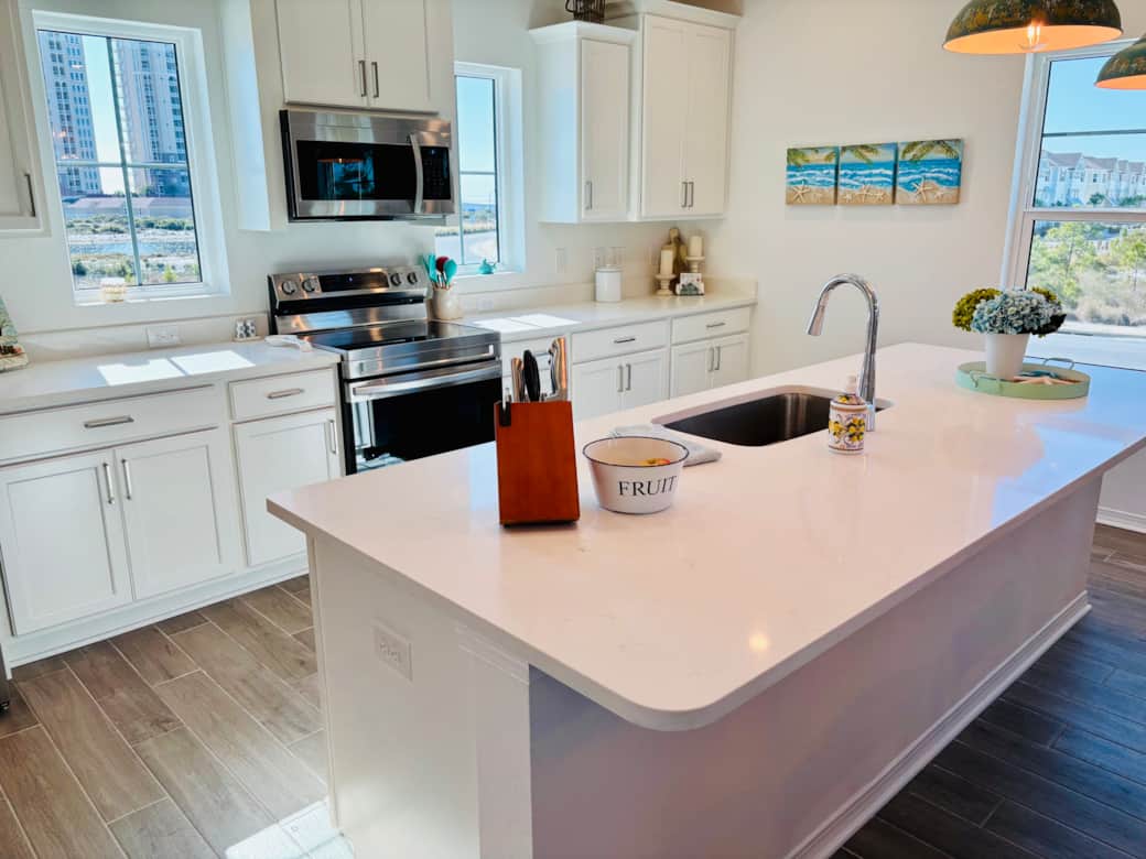 Gourmet kitchen has a large pantry and lots of counter space