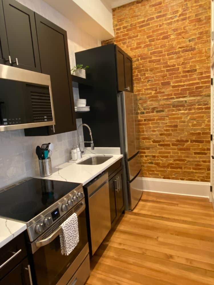 Kitchen with Exposed Brick