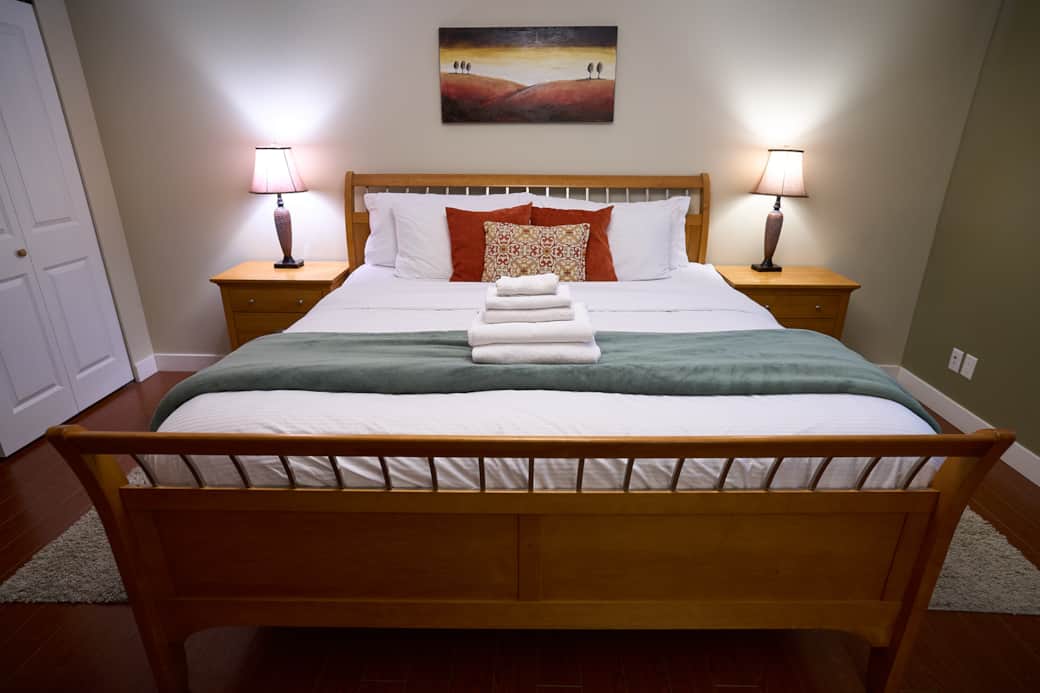 Recharge in our comfy king-sized bed Recharge in our comfy king-sized bed