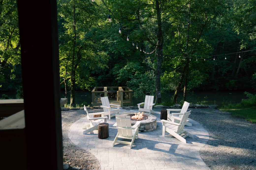 Firepit and Deck by the River Firepit and Deck by the River