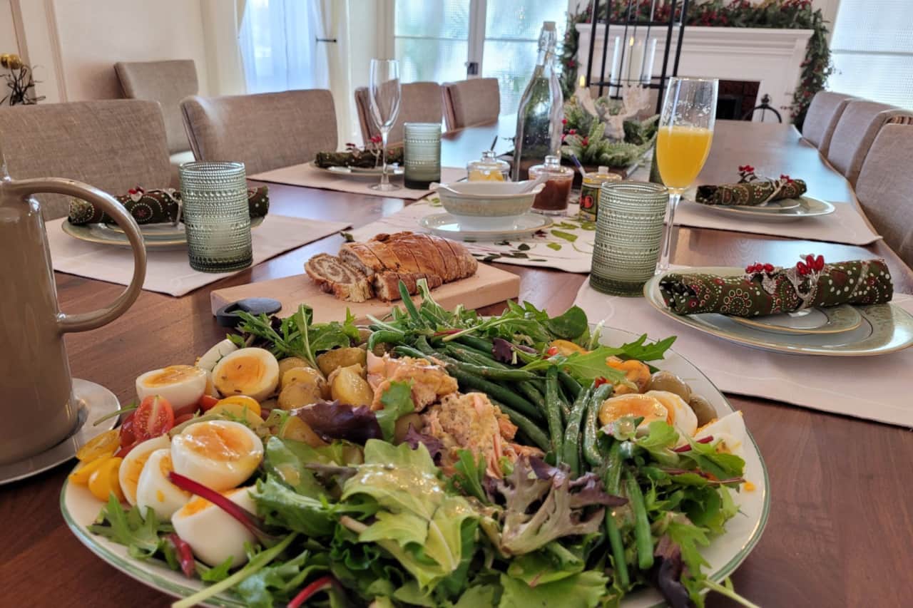 Salmon Nicoise at the Dining Table