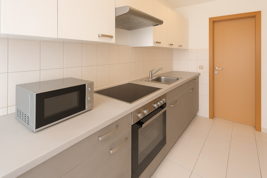 Moderne Küche mit Edelstahlgeräten Moderne Küche mit Edelstahlgeräten