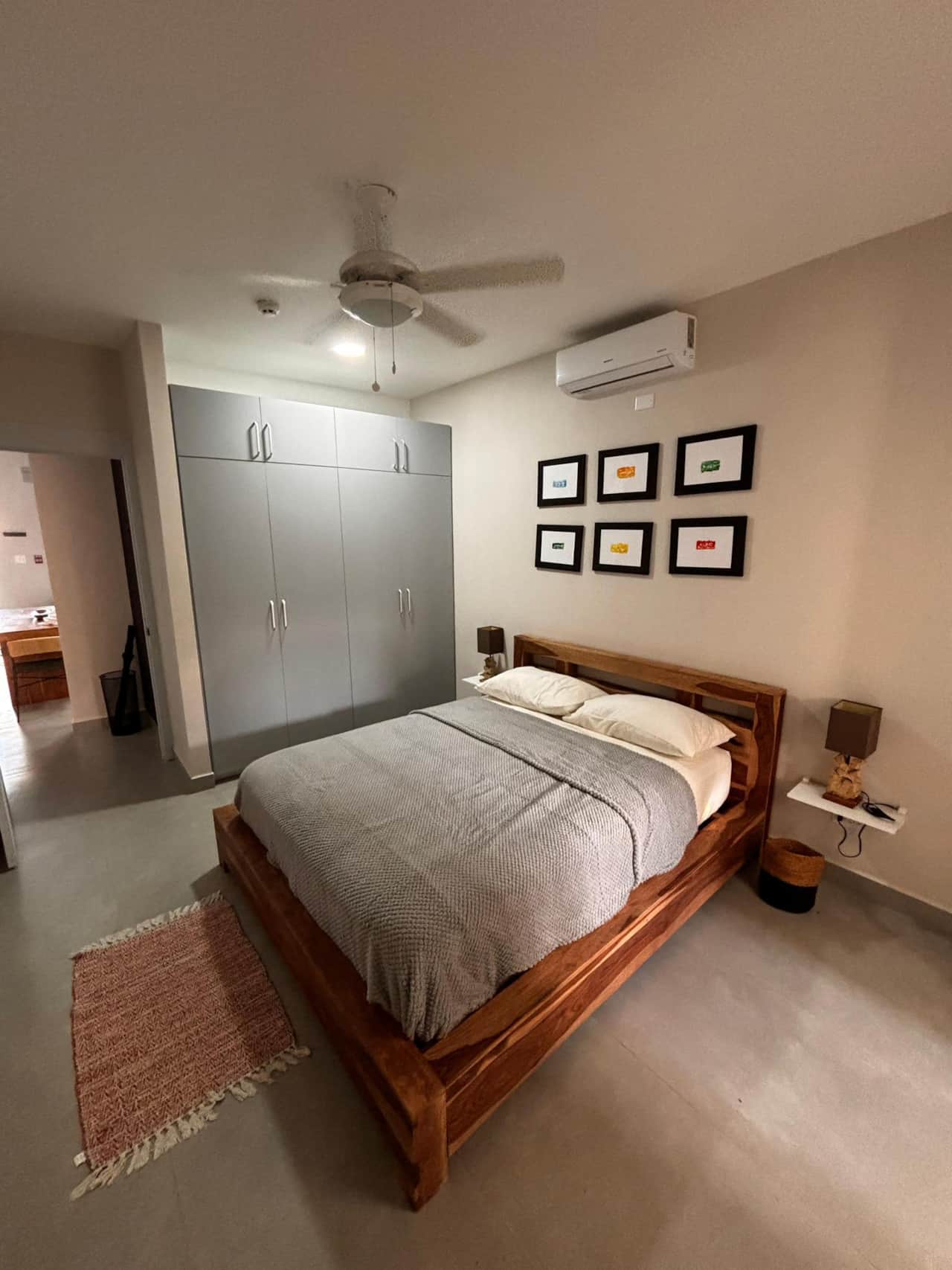 Rest easy in the sleek, minimalist bedroom of our Panama eco cabin.