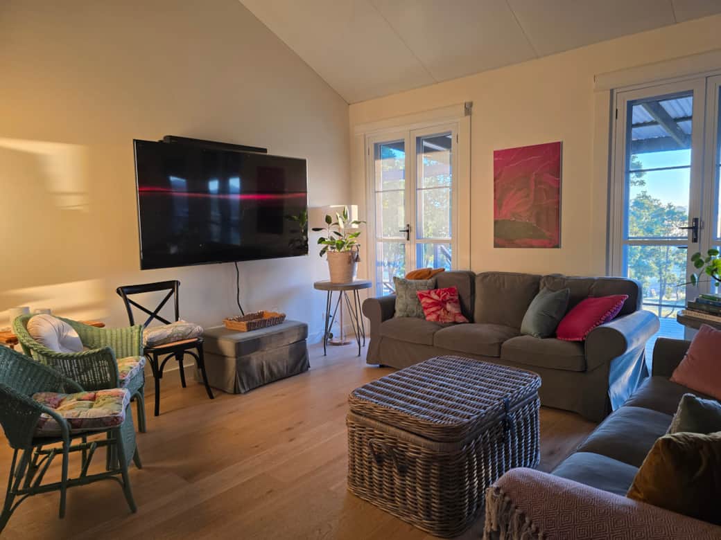 Wall mounted TV in living room