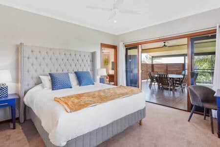 Master bedroom with deluxe king size bed and views of the Gold Coast.  