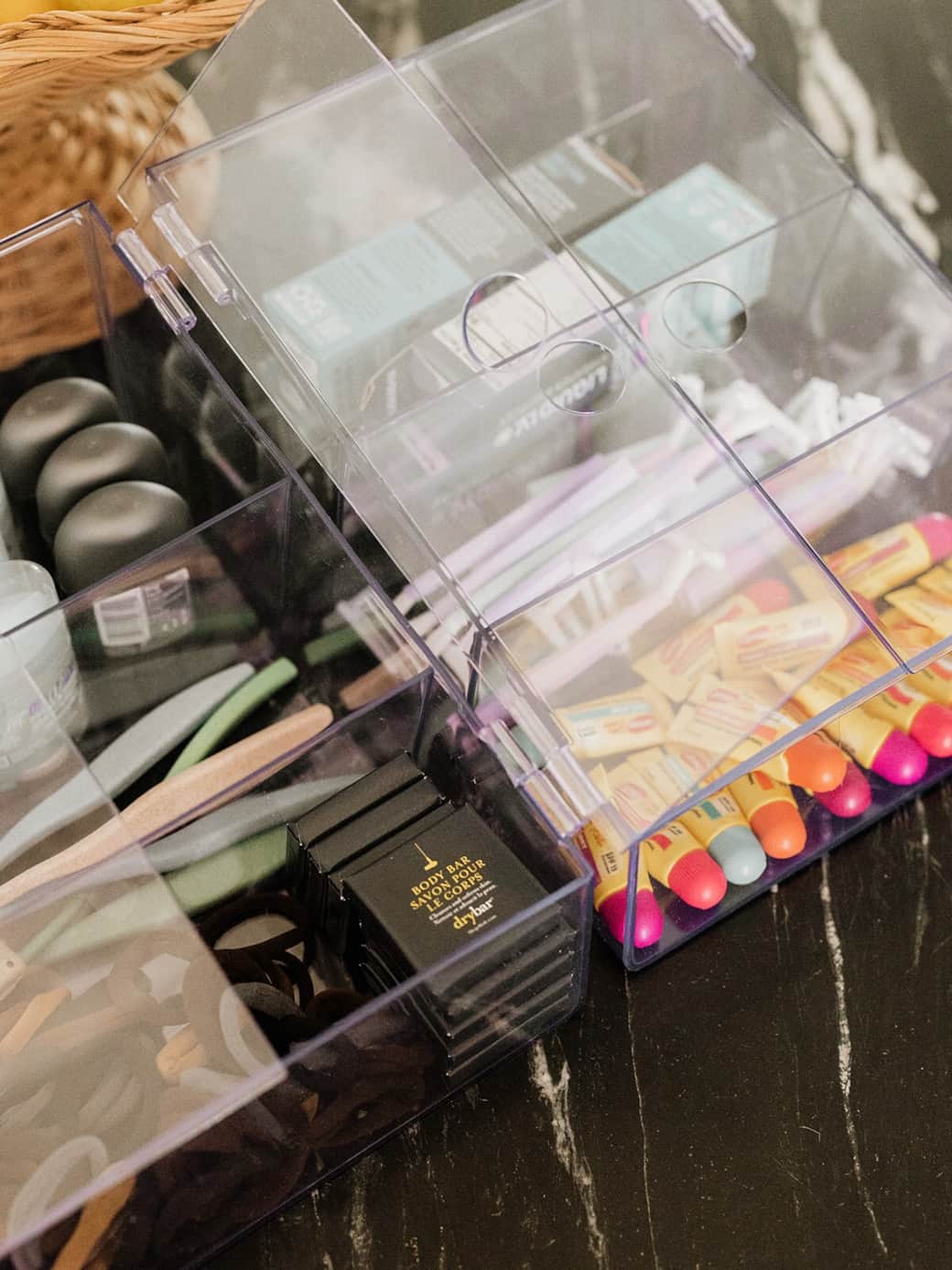 Forgot something? We got you covered. Inside our laundry room you’ll find our “Essentials Rescue Kit” containing several travel-sized necessities, including lip balm, hair ties, toothbrushes, razors, Liquid IVs and more. 