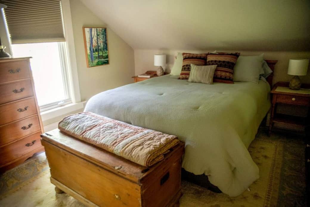 Cozy Canadian Artists' Room with antique pine furniture