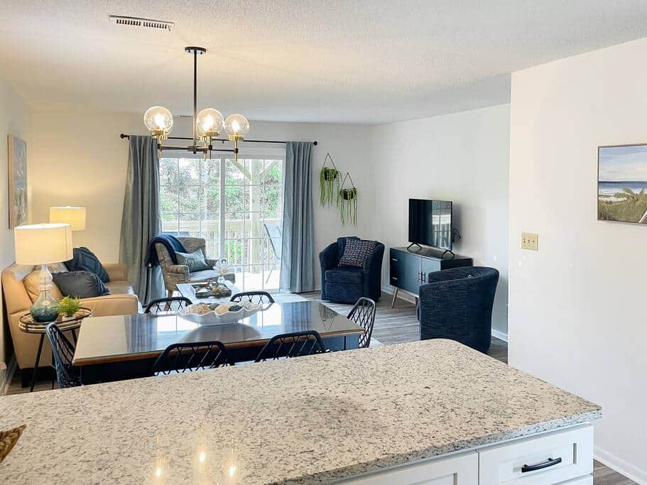 Main floor dining area and living room.