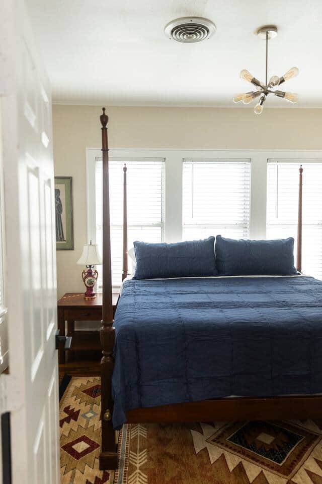 The master bedroom affords a king size bed and private bathroom