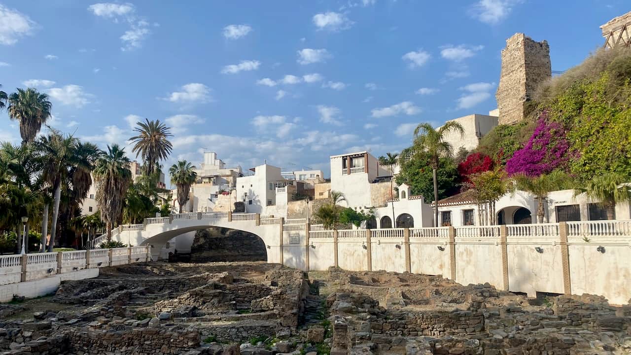 Roman fish-salting factory ruins in El Majuelo Park, Almuñécar, Costa Tropical
