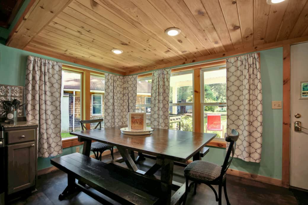 In kitchen dining space, blackstone outdoors