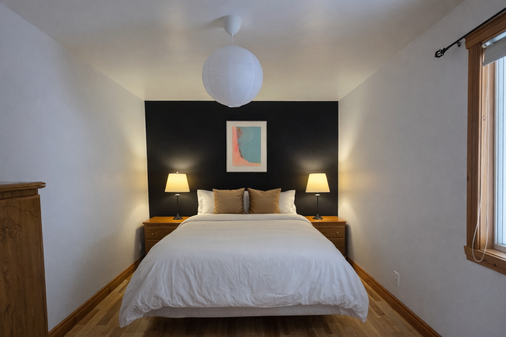 Chambre 2 lit queen avec garde robe et armoire pour vos effets personnels Chambre 2 lit queen avec garde robe et armoire pour vos effets personnels