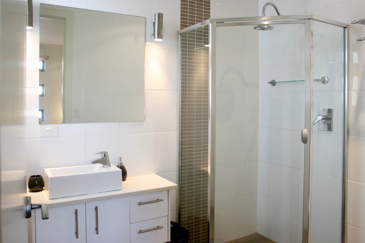 Upstairs ensuite with large shower head for a lovely hot shower