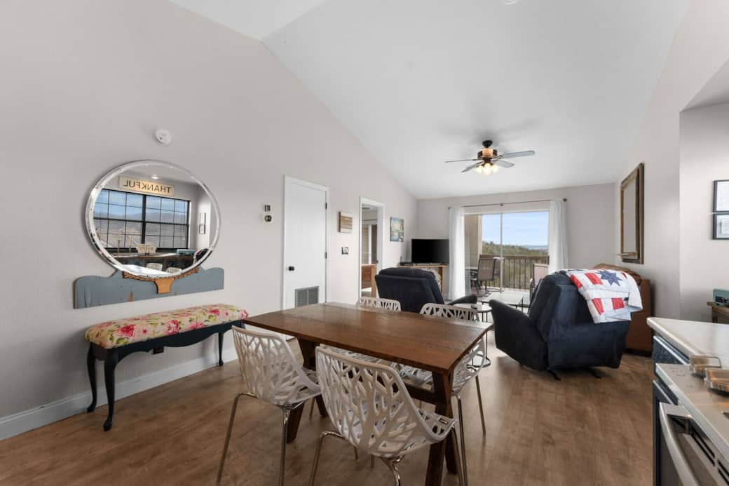 Updated living area and designated dining area. Updated living area and designated dining area.