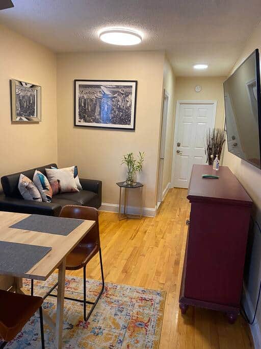The Fulton Brooklyn furnished rental for traveling nurses — queen bedroom with linens