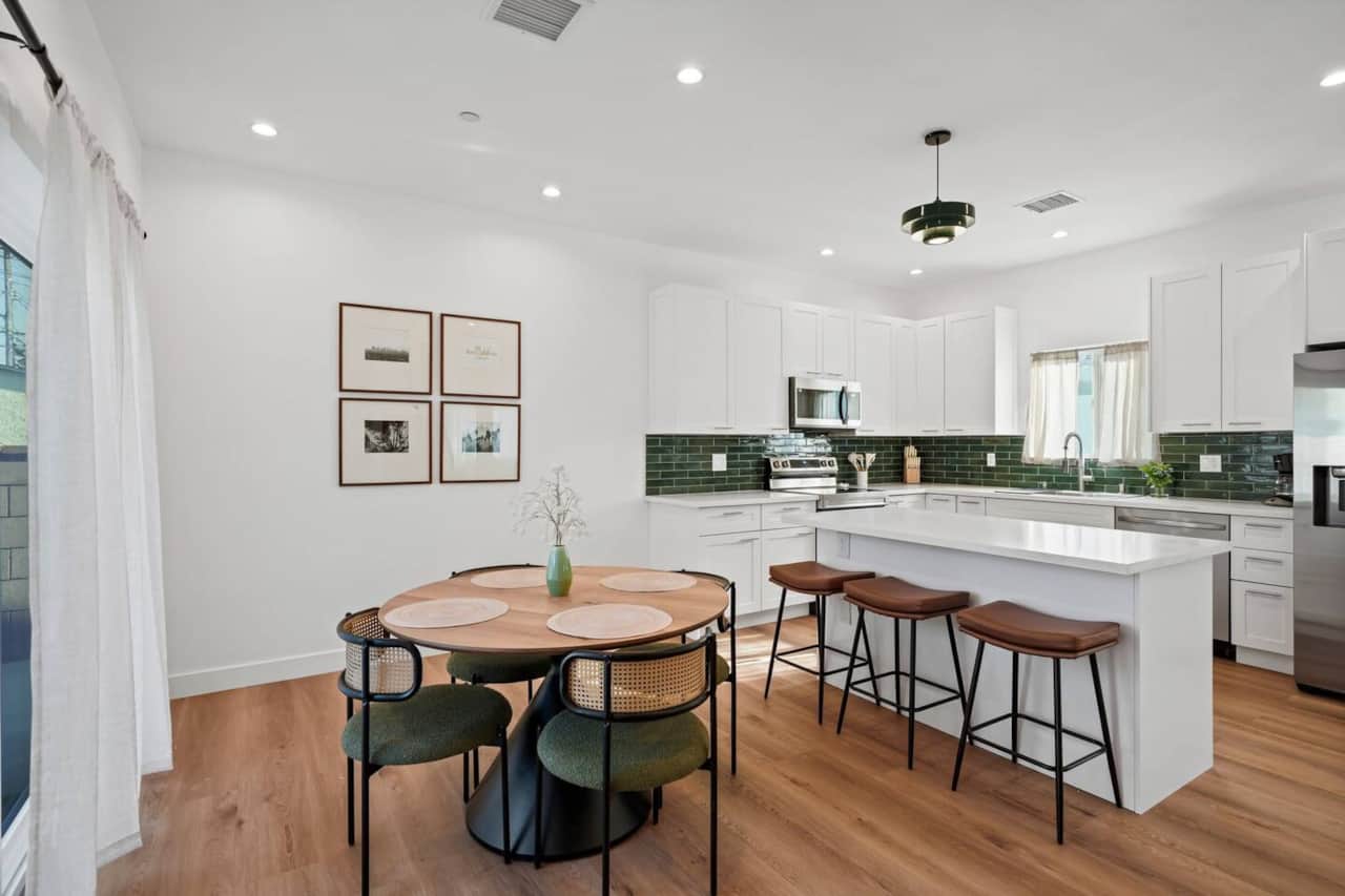 Complete with nearby counter seating for casual bites or coffee.