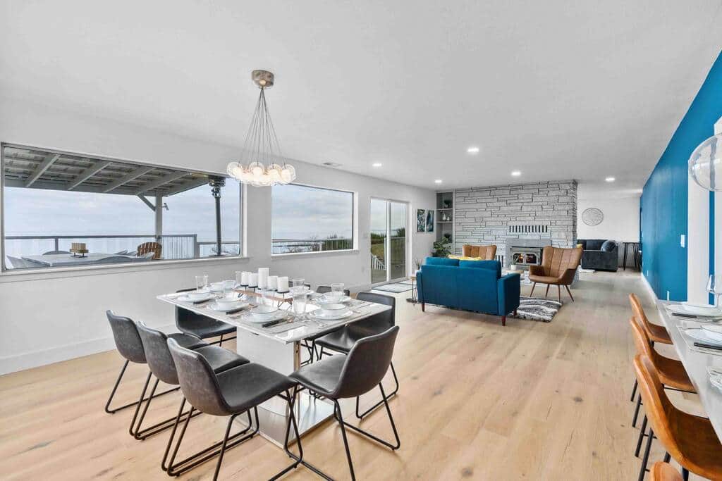Enjoy the large open concept dining and living area. 