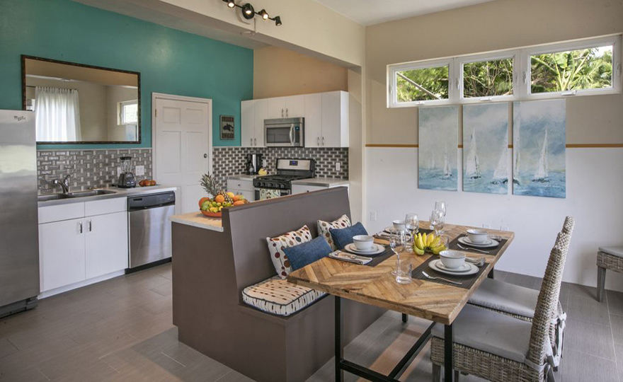 Open concept kitchen and dining area